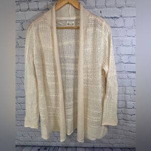 Sonoma Lightweight Cream Open Shawl Collar Classic Casual Cardigan Sweater L
